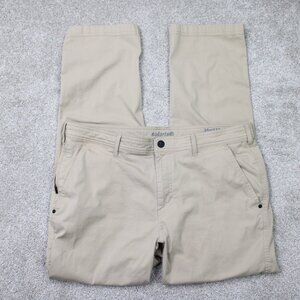 Solaris Pants Mens 38x32 Tan Flat Front Stretch Lightweight Active Casual Chinos